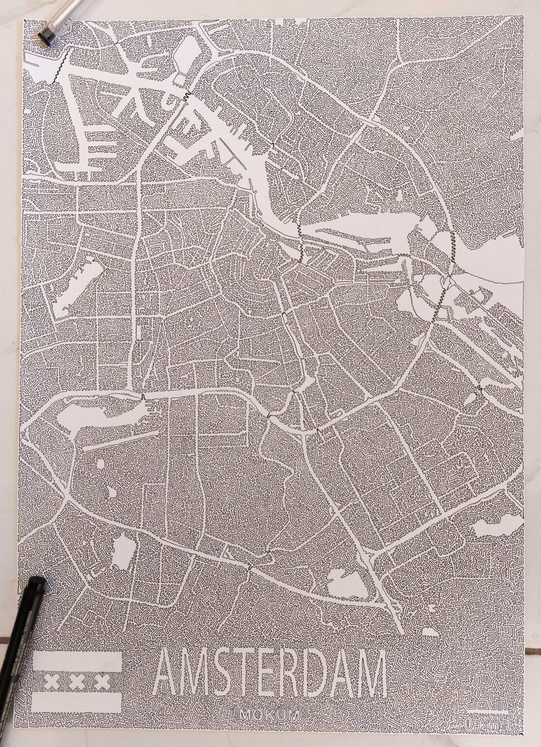 I've drawn Amsterdam with one line that never intersects [oc]