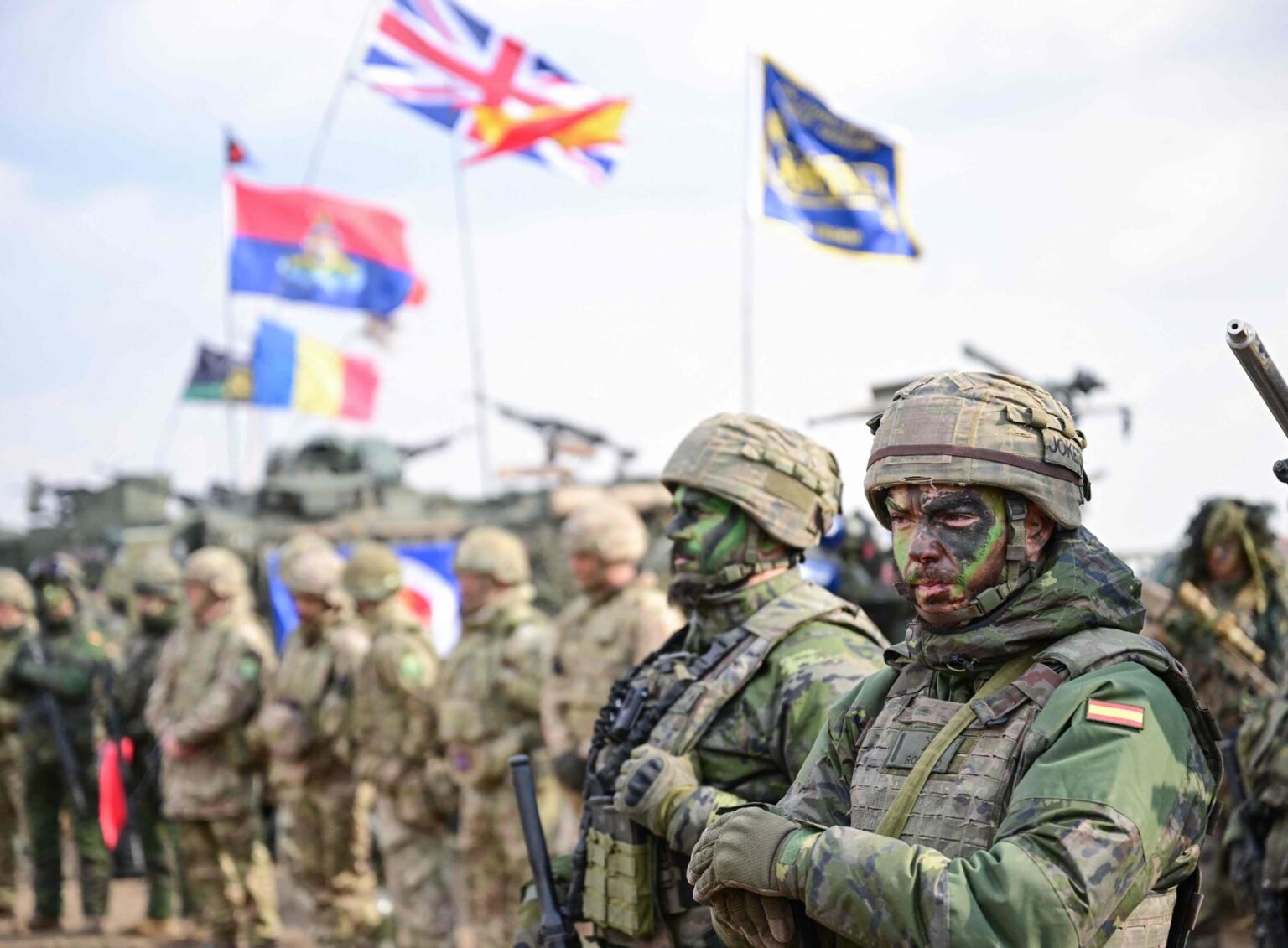 NATO military forces during static display after Exercise Steadfast Dart 2025 at the Smardan Training Area, in Smardan, south-eastern Romania, on Feb. 19, 2025. AFP-Yonhap