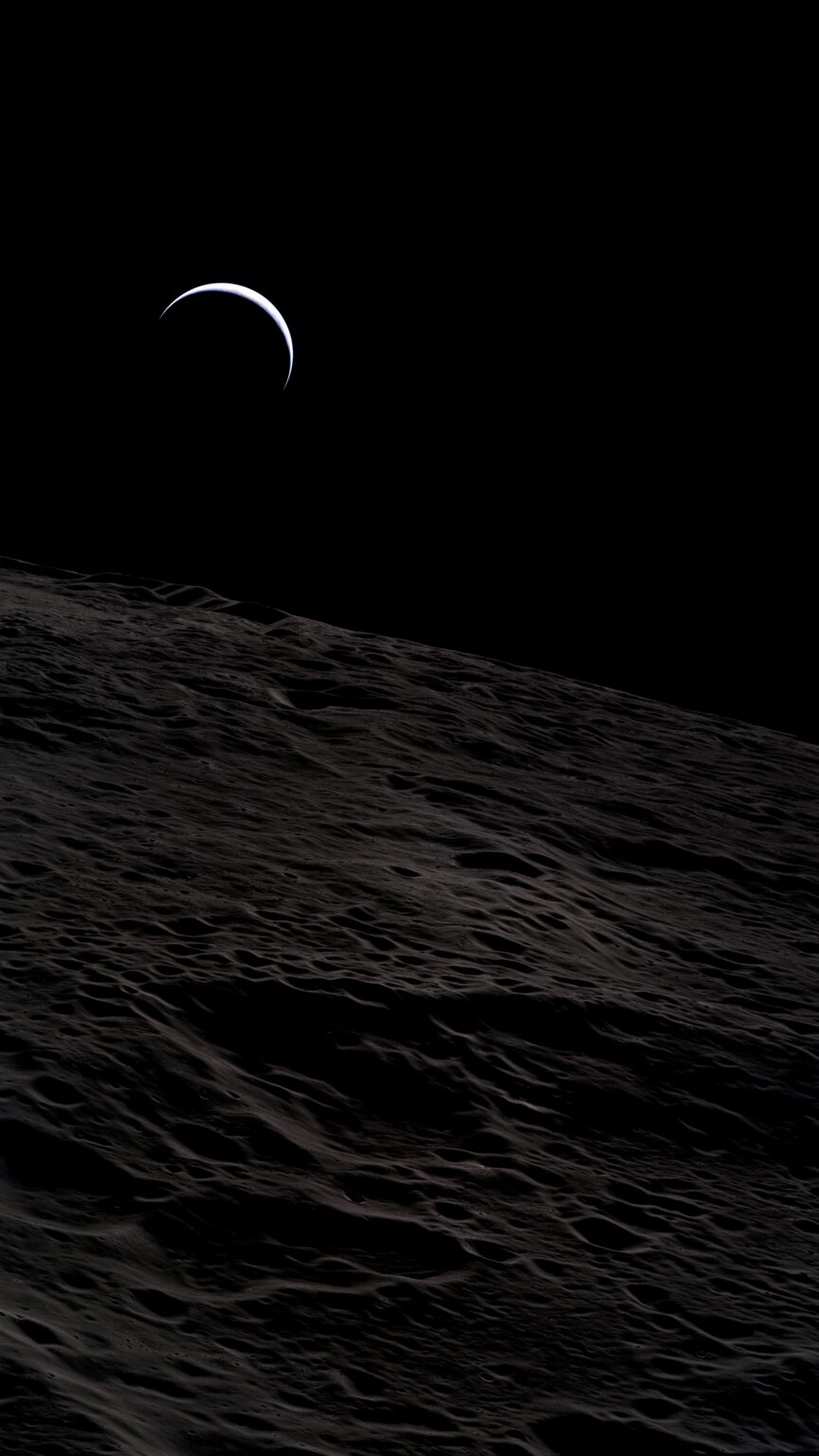 A crescent Earth seen from lunar orbit by Apollo 15 Astronaut Al Worden