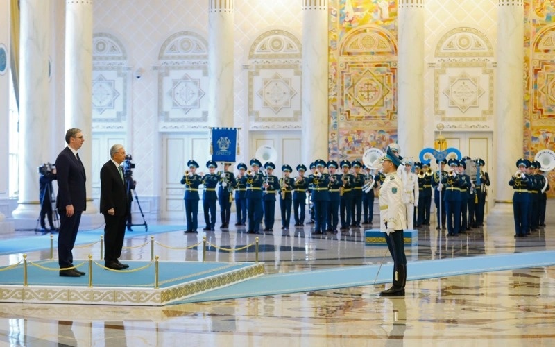 Serbian President Aleksandar Vučić arrives at Akorda