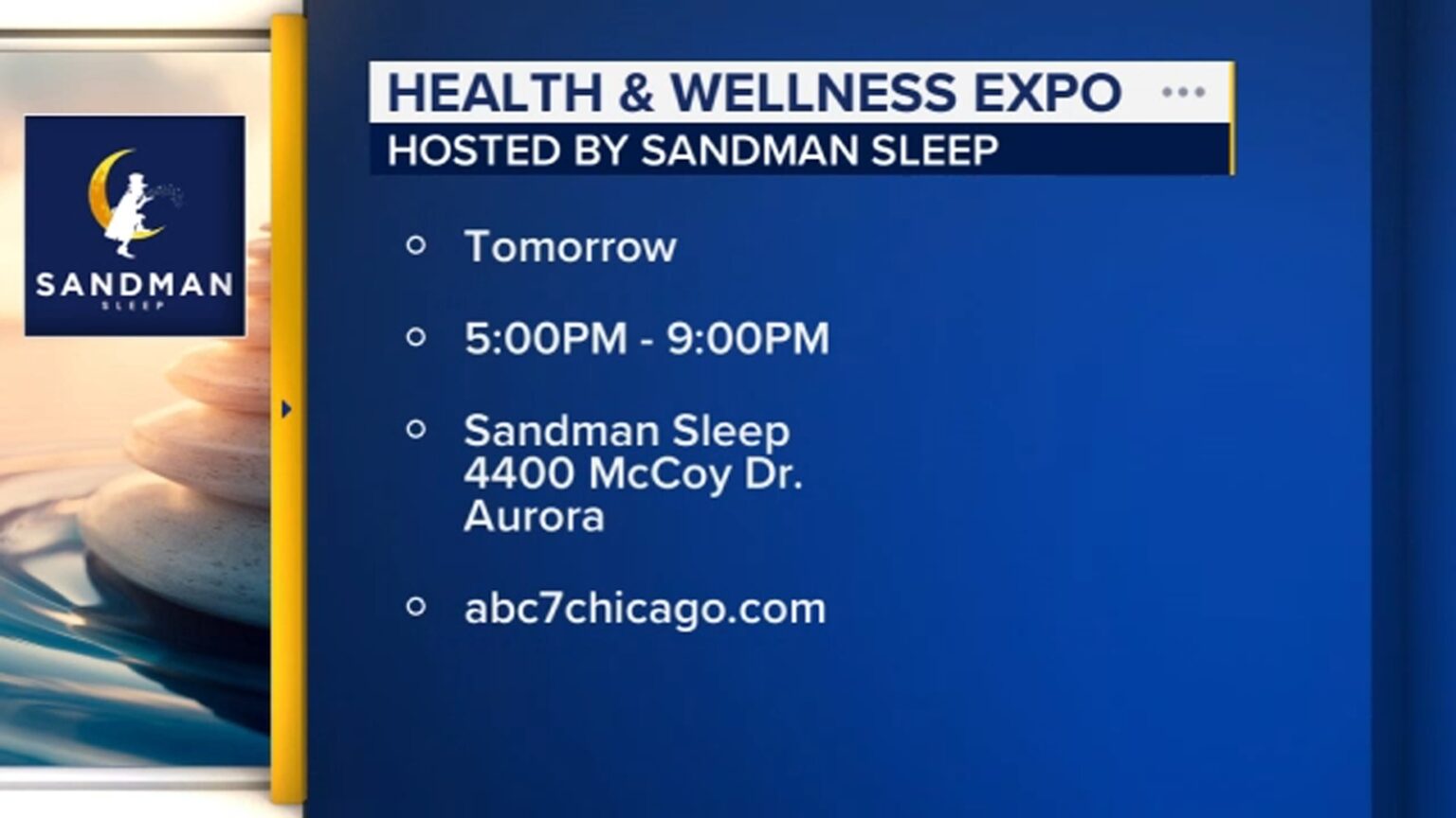 West Suburban Health and Wellness Expo Wednesday at Sandman Sleep on McCoy Drive in Aurora