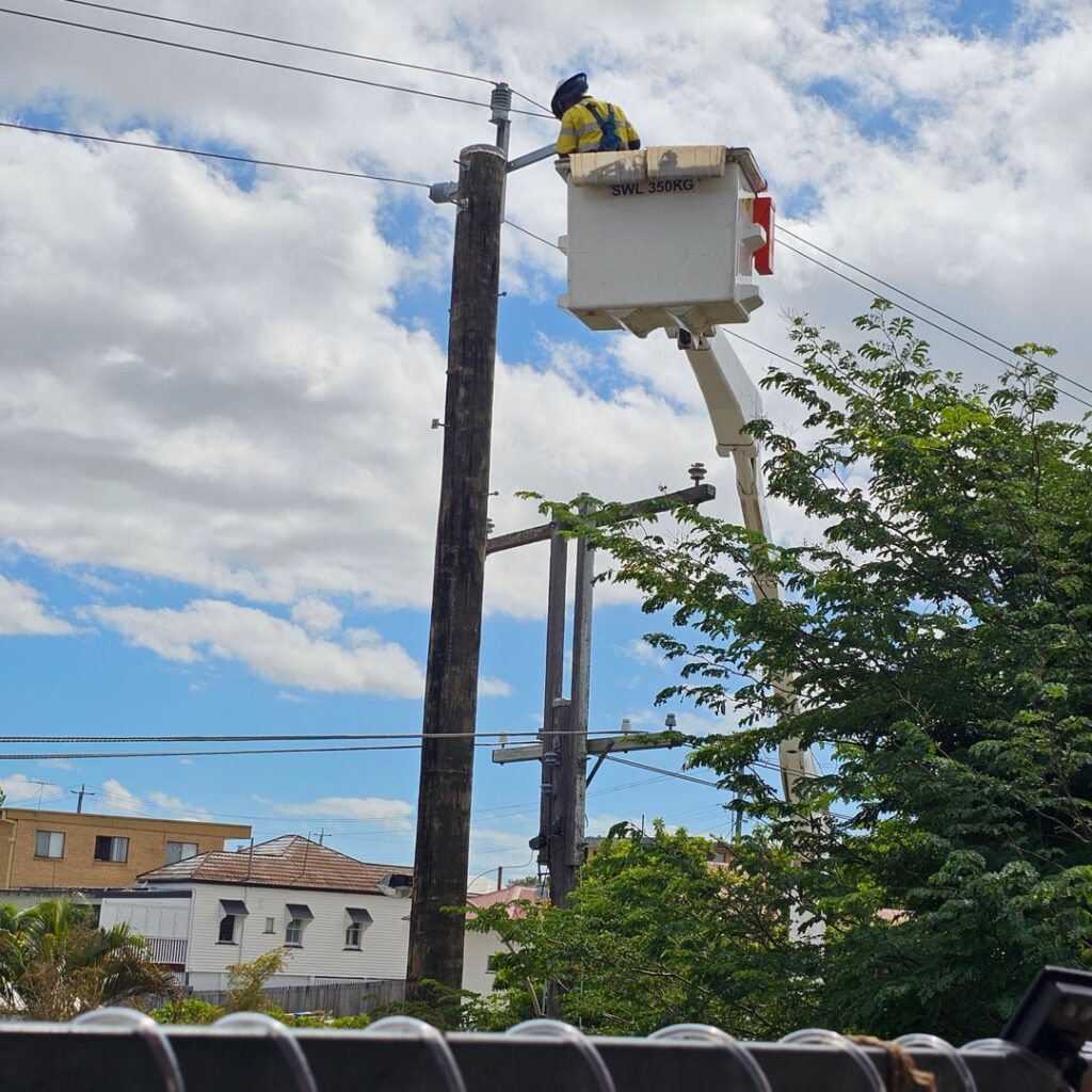 The new power poles in our street are 4 stories high!