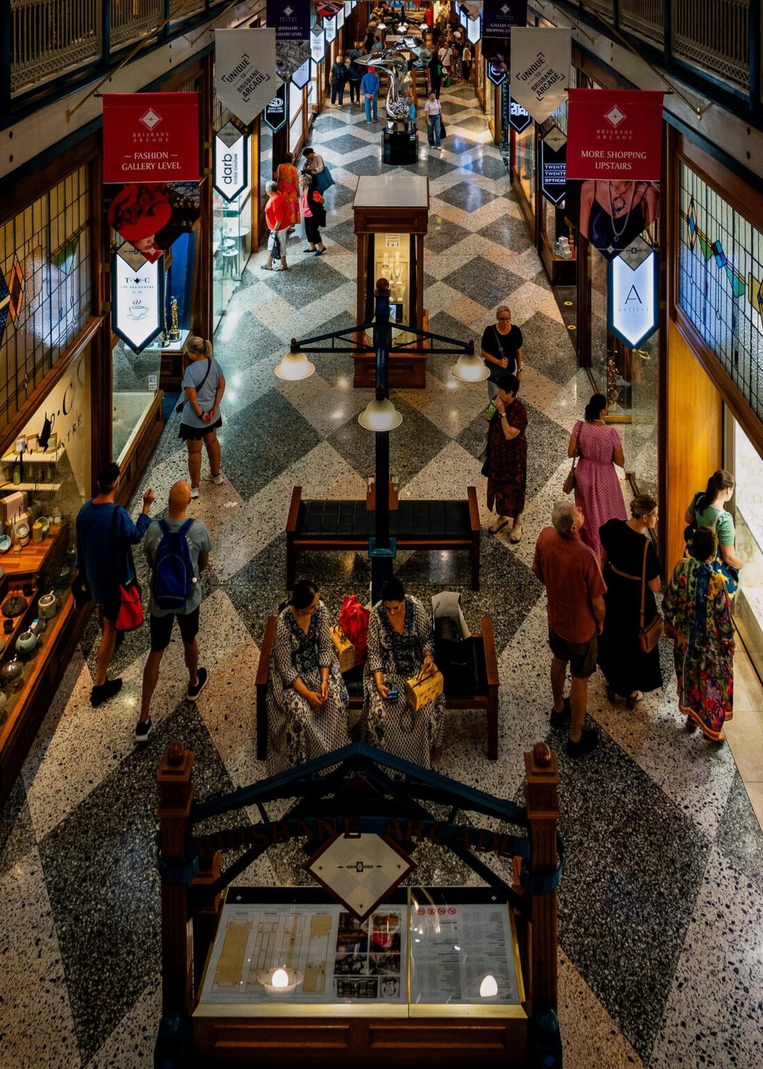 Captured at Brisbane Arcade. A quiet, intimate moment inside a busy space.