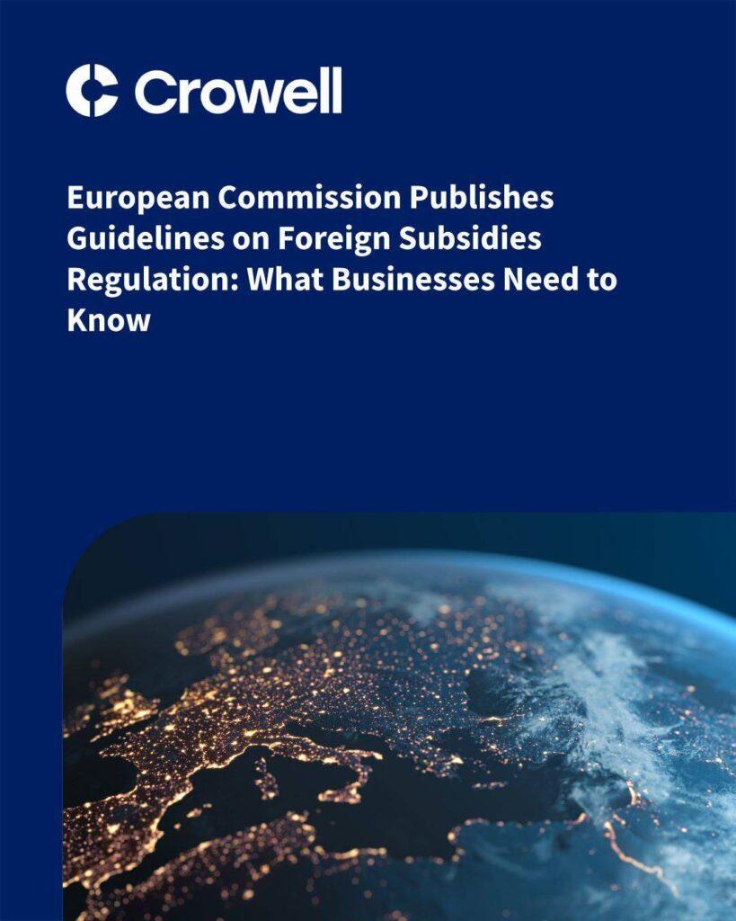 European Commission Publishes Guidelines on Foreign Subsidies Regulation: What Businesses Need to Know