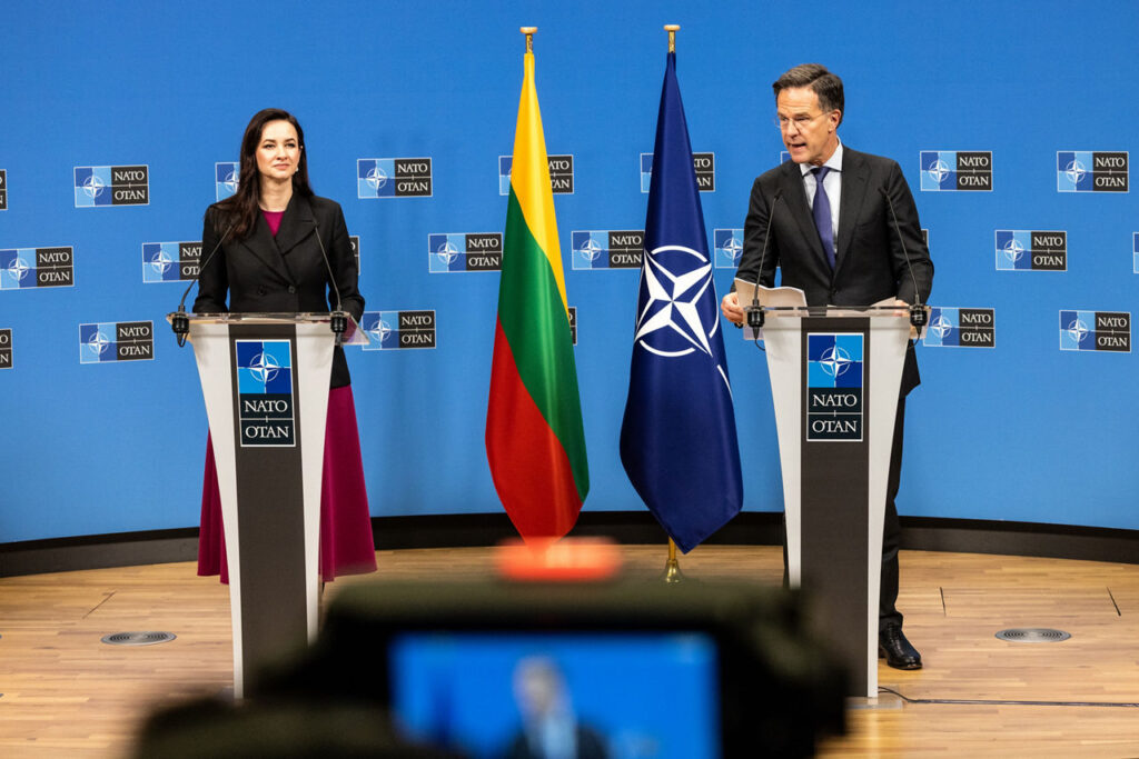 NATO Secretary General and the Prime Minister of Lithuania discuss collective security and support for Ukraine NATO Chief, Lithuanian PM Discuss Security, Ukraine Aid