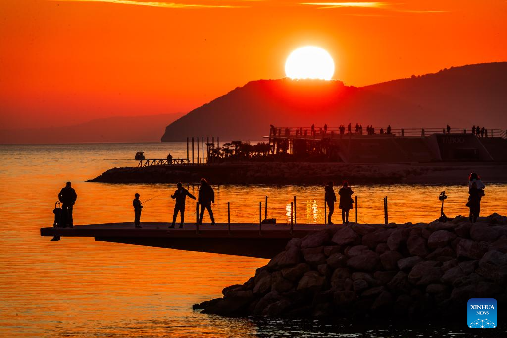 Sunset view in Znjan, Croatia-Xinhua