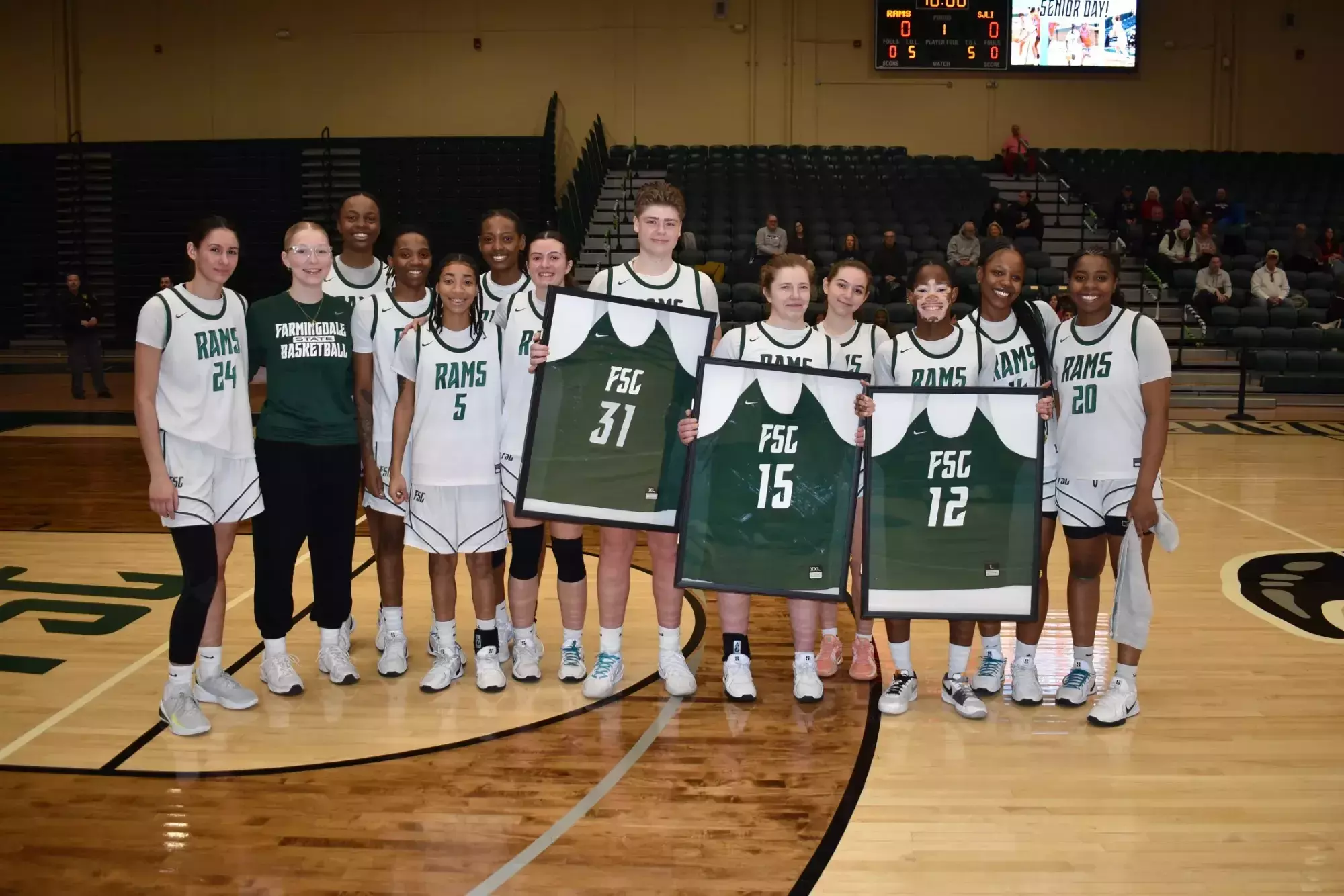 2026 Women's Basketball Senior Day - Seniors with teammates