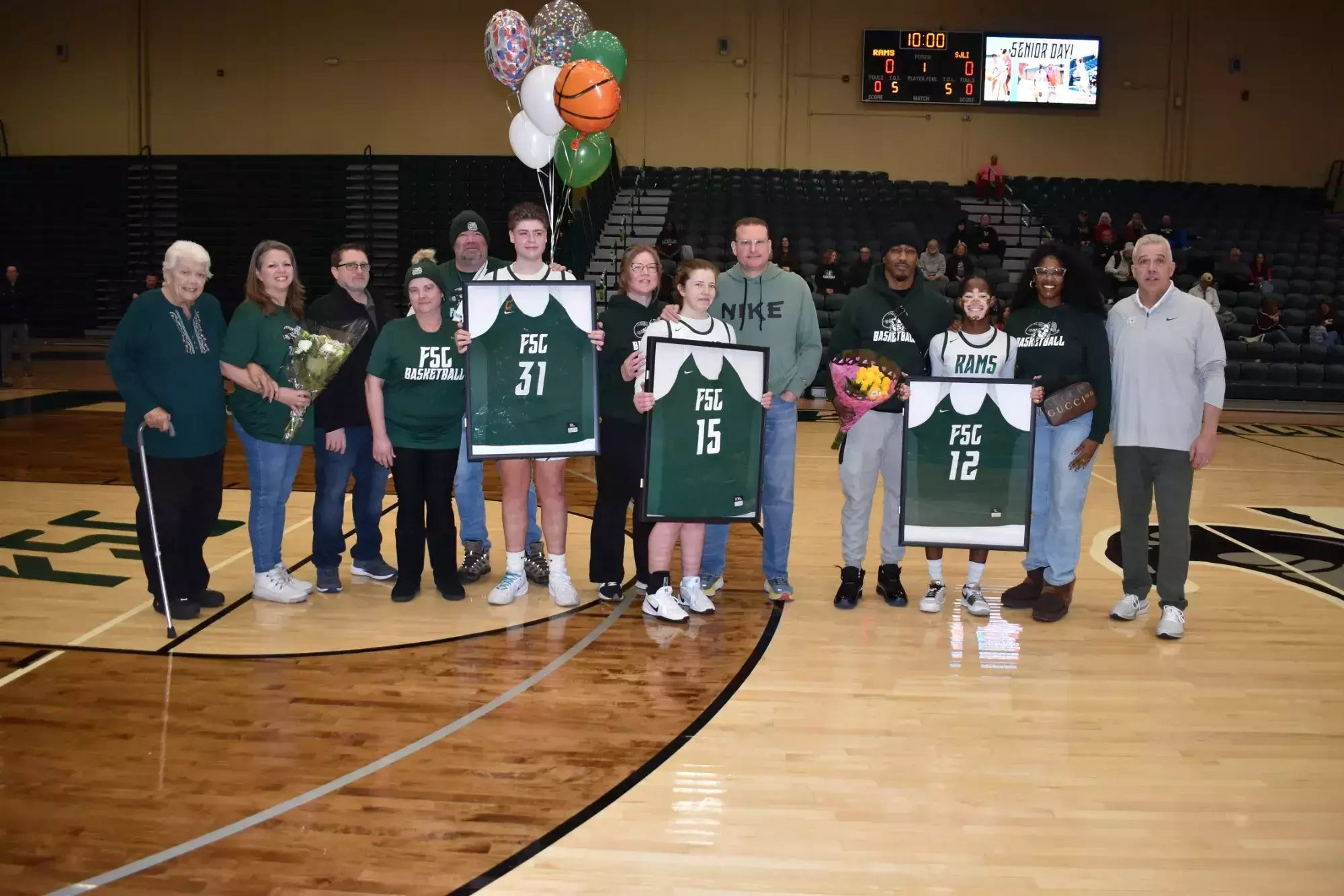 2026 Women's Basketball Senior Day - Seniors with families
