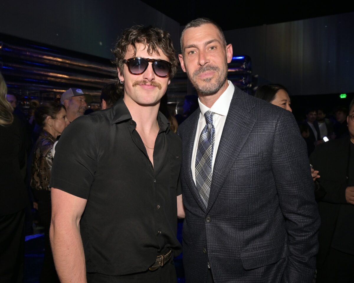 Benson Boone and Aaron Bay-Schuck, CEO & Co-chairman, Warner Records attend the Warner Music Group Pre-Grammy awards party on January 29, 2026