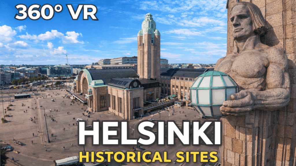 Helsinki from above in 360° – drone view over the city Helsinki from above in 360° – drone view over the city