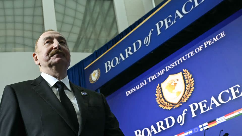 Azerbaijan's President Ilham Aliyev arrives to attend the inaugural meeting of the Board of Peace hosted by US President Donald Trump at the US Institute of Peace in Washington, DC, on Thursday. - Saul Loeb/AFP/Getty Images/File
