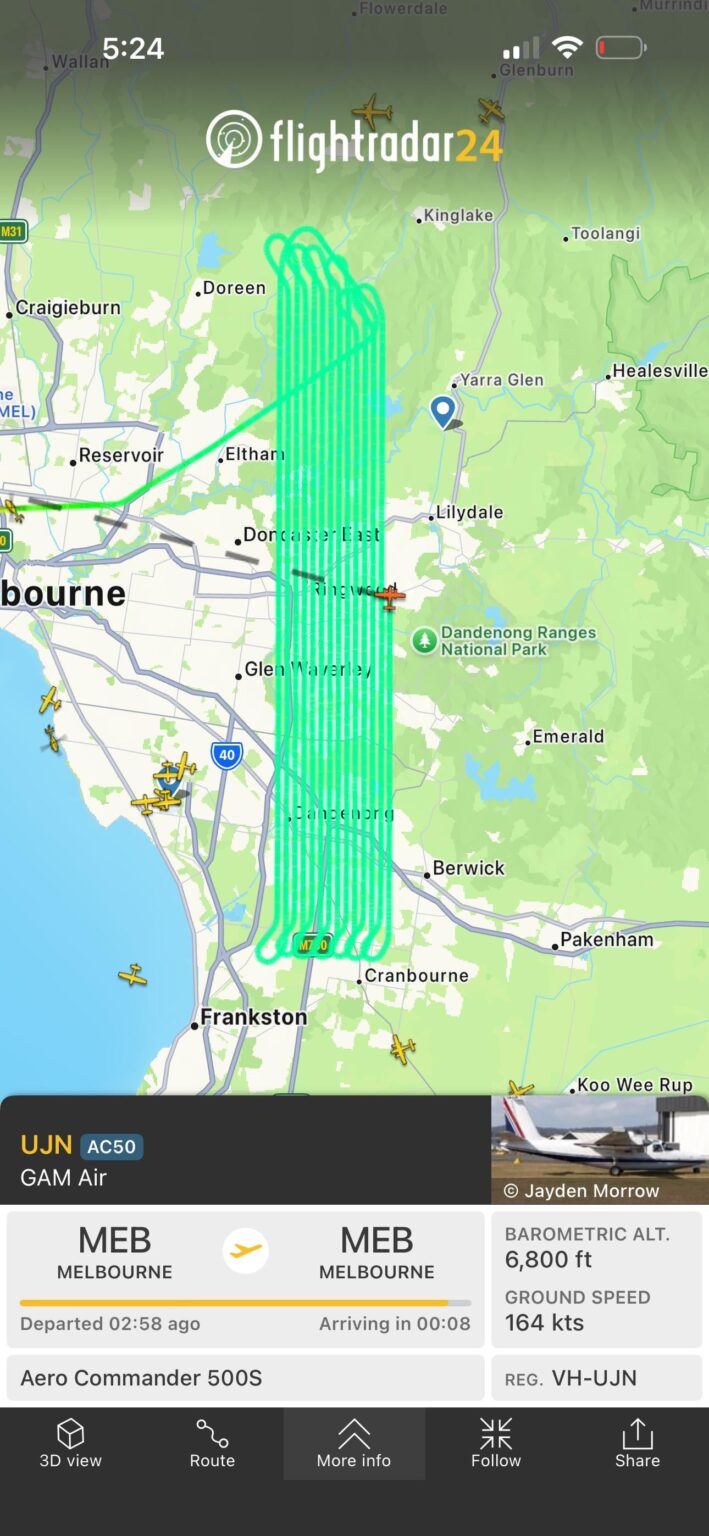 Aerial mapping east of Melbourne
