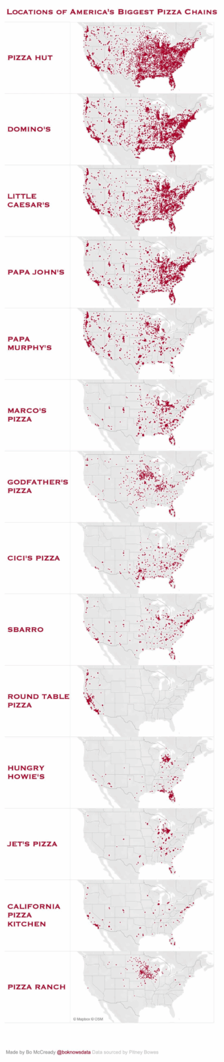 Locations of America's Biggest Pizza Chains [OC]