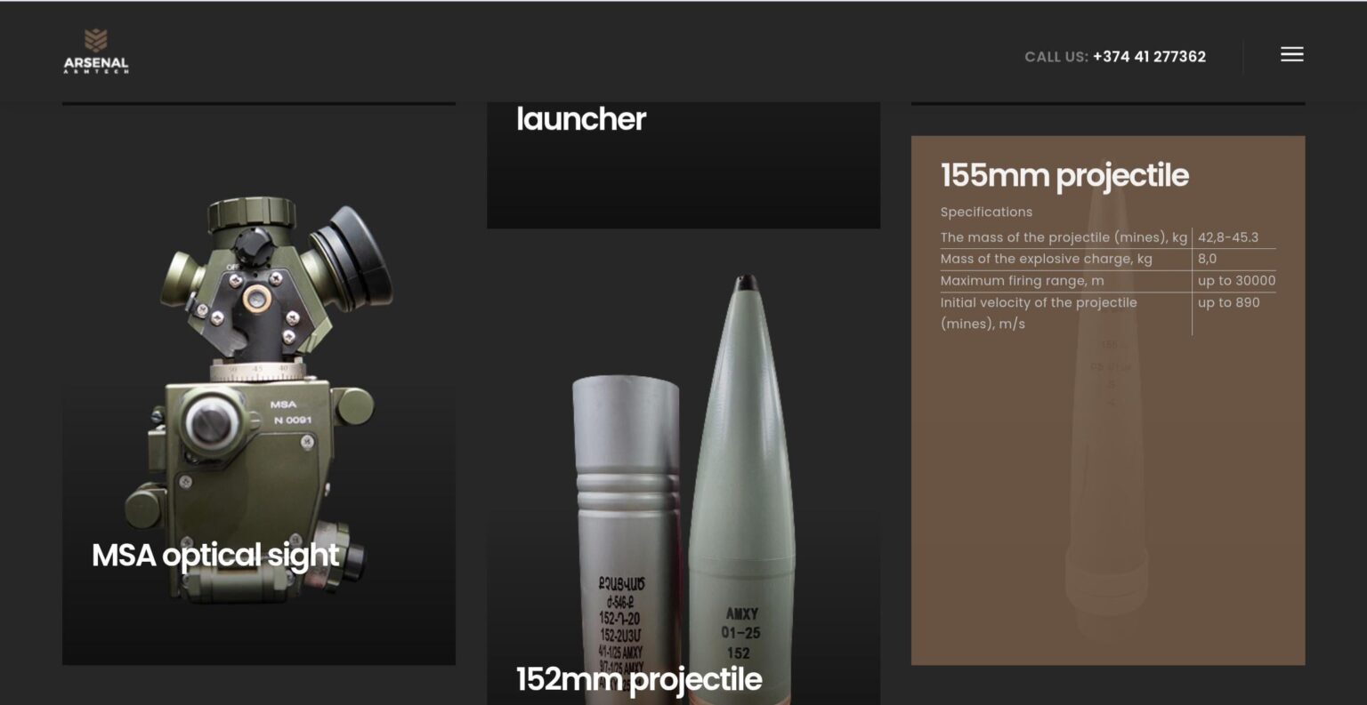 Armenia starts production of 155mm projectiles