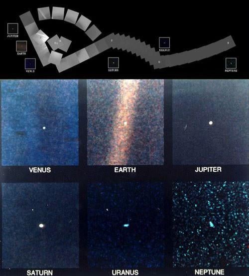 Feb. 13, in 1990, Voyager 1, while heading out to the edge of the Solar System, began a four-hour series of photographs in a look backward which captured the Sun and six of its planets.