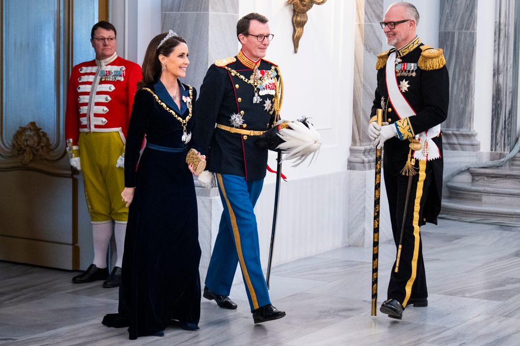 Prince Joachim of Denmark and Princess Marie of Denmark attend the New Year's Court/the New Year's Day Parade hosted by King Frederik X of Denmark and Queen Mary of Denmark at Christian VII's Palace on January 1, 2026 in Copenhagen, Denmark