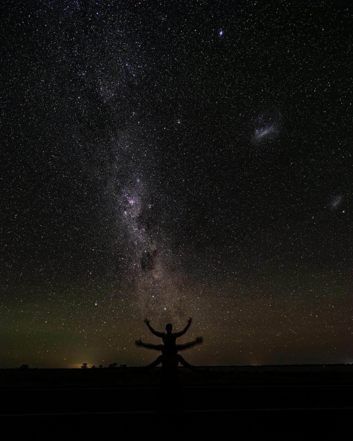 Milky Way and its mates, overshadowed by 3 incredibly dense black holes, hour north of Western Sydney.