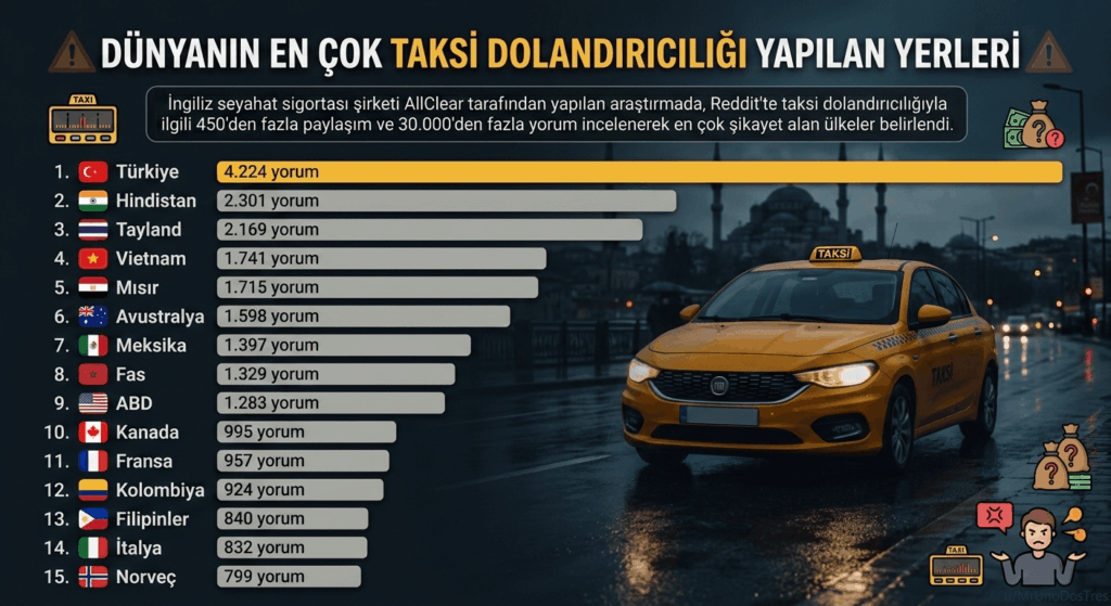 Türkiye ranks first in the world in taxi fraud complaints