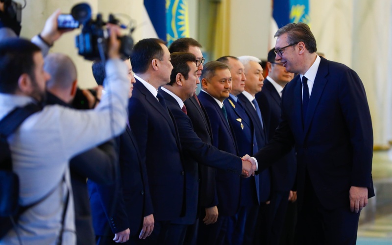 Serbian President Aleksandar Vučić arrives at Akorda