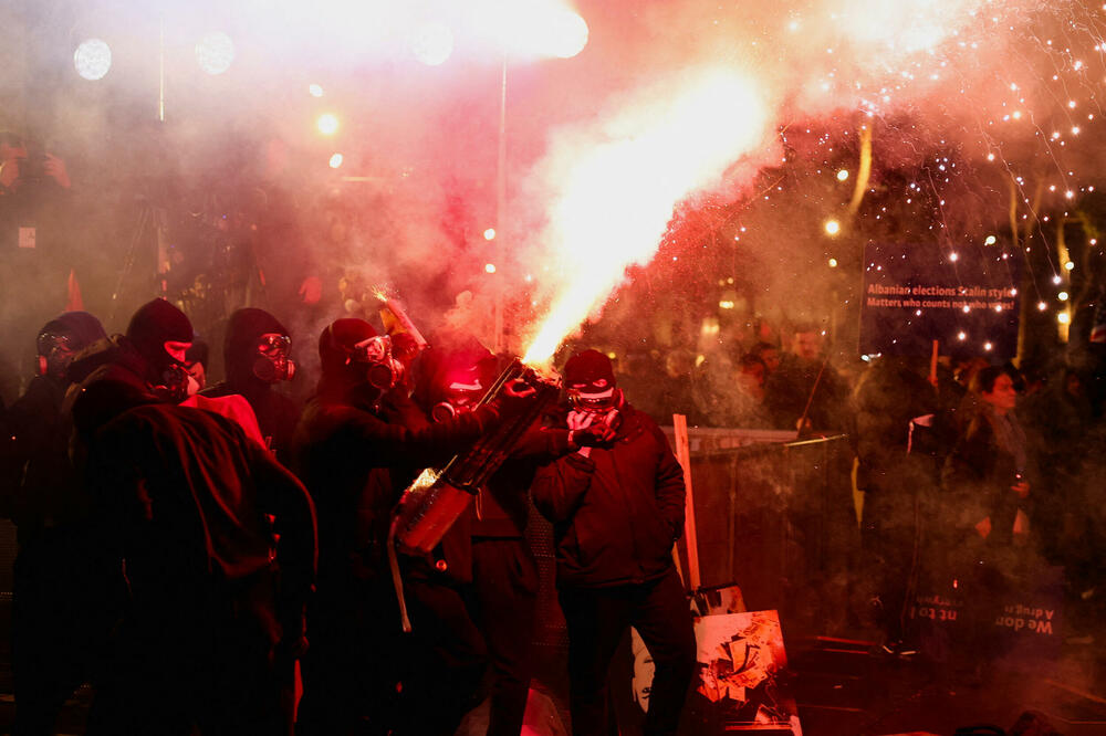 Detail from the protest in Tirana, Photo: Reuters