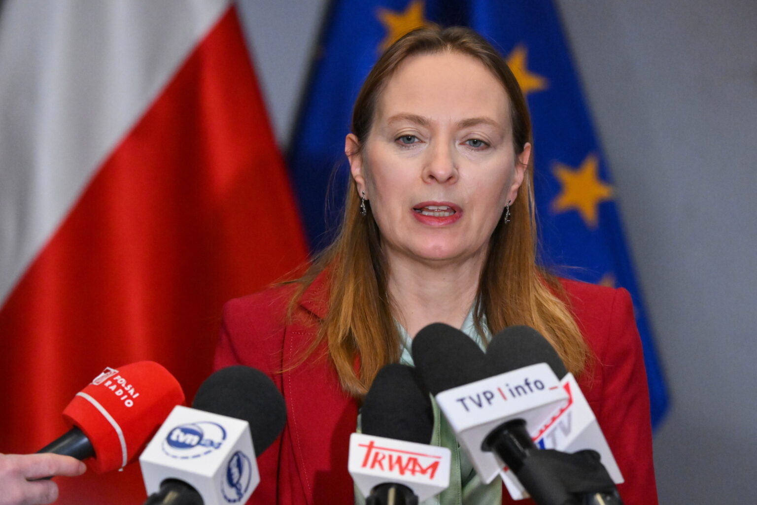 Katarzyna Pełczyńska-Nałęcz, Polands minister of funds and regional policy, speaks at a press conference in Warsaw, 29 January 2026.