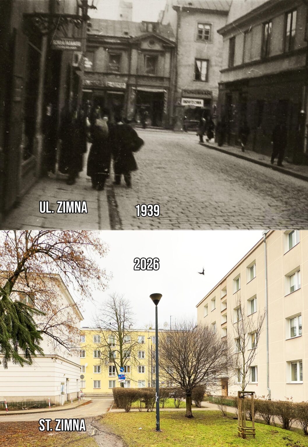 Zimna Street in Warsaw, Poland October