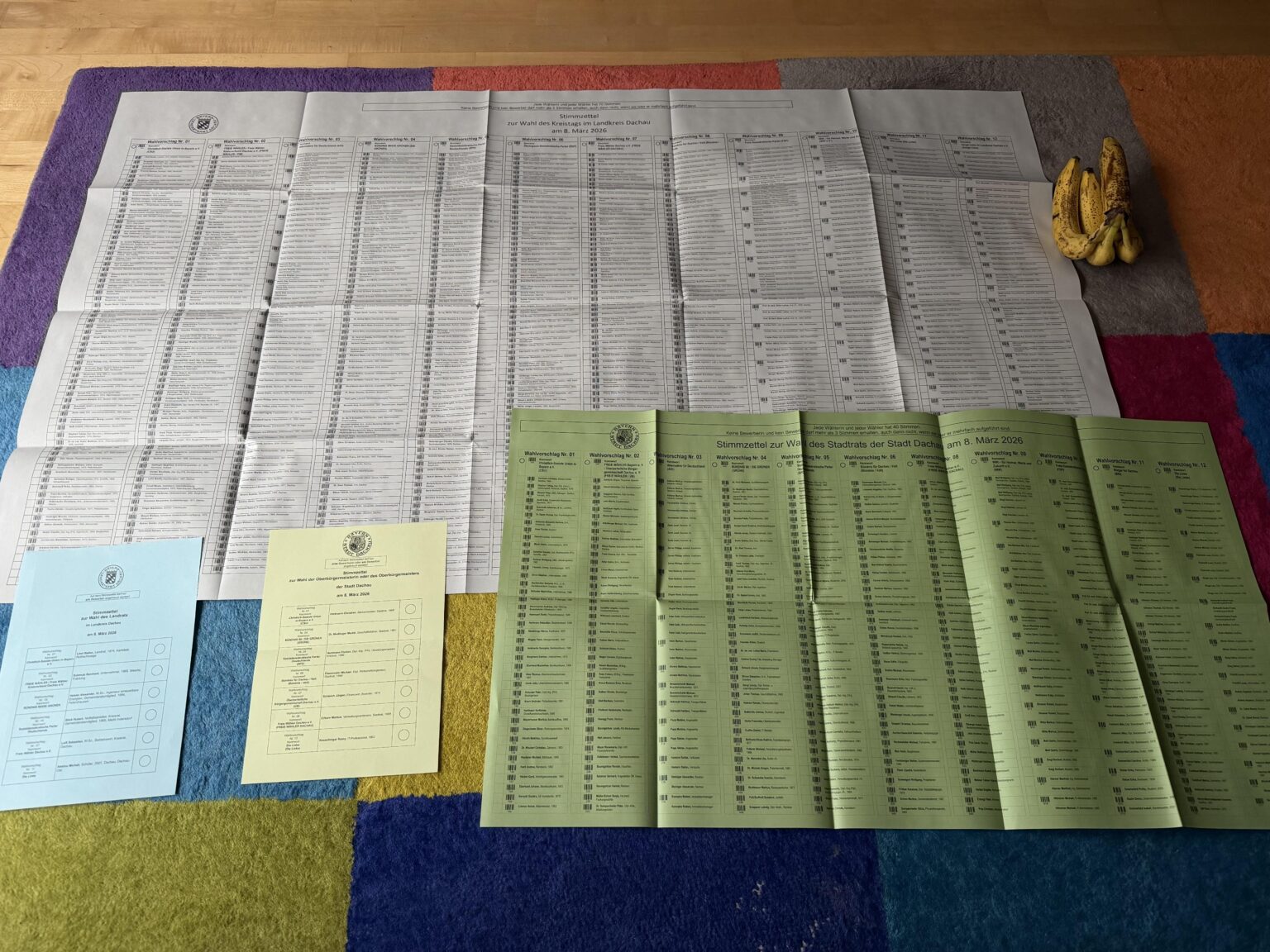 PdS: You bought bananas (ballot slip from the local elections in Bavaria for size comparison)