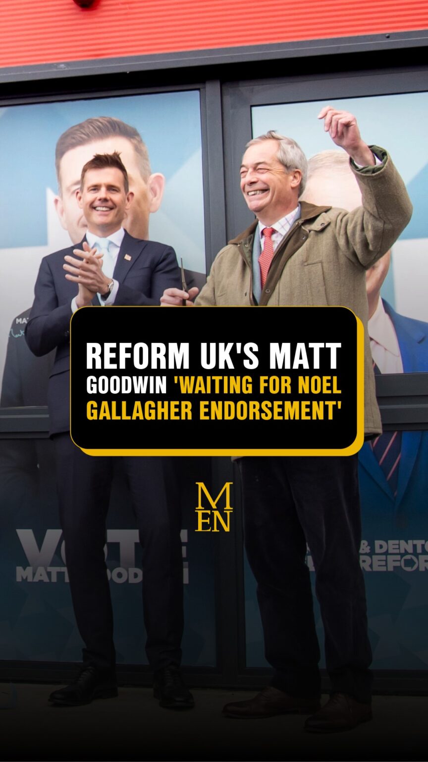 Reform UK’s Matt Goodwin says he’s waiting for Noel Gallagher to ‘endorse him’. The Gorton and Denton candidate says the singer has ‘on occasions said something approvingly’ of the party. #manchestereveningnews #reform #politics Reform UK's Matt Goodwin says he's waiting for Noel Gallagher to 'endorse him'. The Gorton and Denton candidate says the singer has 'on occasions said something approvingly' of the party. #manchestereveningnews #reform #politics