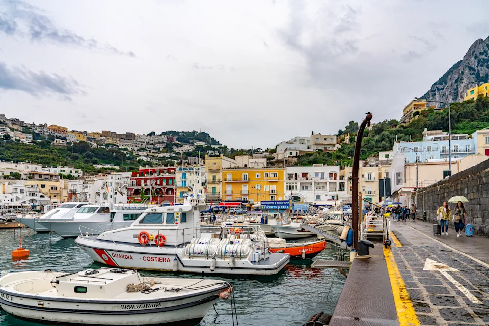 The view of Capri Port at dawn, Sorrento, Italy.