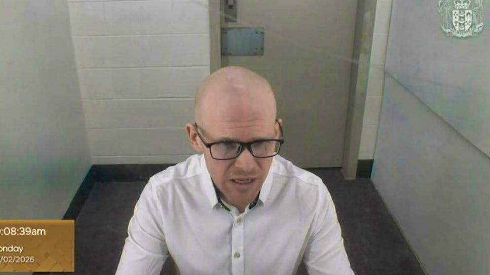 HANDOUT - Brenton Tarrant appears in court via video link from Auckland Prison in Auckland. Photo: New Zealand Court of Appeal/New Zealand Court of Appeal/AP/dpa