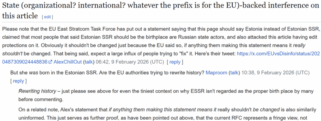Some Wikipedians are screaming “state-backed interference” when their rewriting of Estonian history gets called out. This is the level of “safeguard” that Wikipedia has against disinformation ‒ they can impose an alternative reality by simply having more time in their hands Some Wikipedians are screaming “state-backed interference” when their rewriting of Estonian history gets called out. This is the level of “safeguard” that Wikipedia has against disinformation ‒ they can impose an alternative reality by simply having more time in their hands