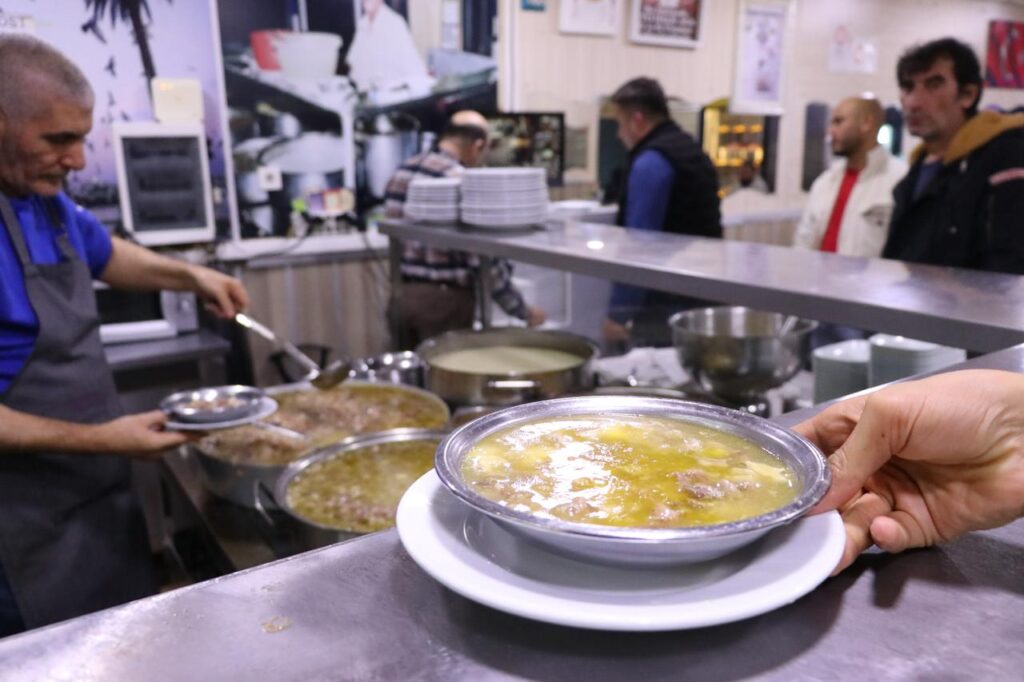 A bowl of traditional Turkish soup is served at a local soup restaurant in Izmir, where corbaci shops remain a popular choice for quick and affordable meals throughout the day. (AA Photo)