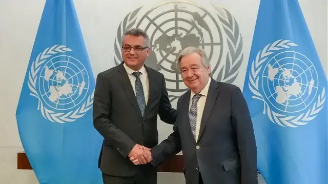 TRNC president presents four-point Cyprus plan in first UN meeting with Guterres flag