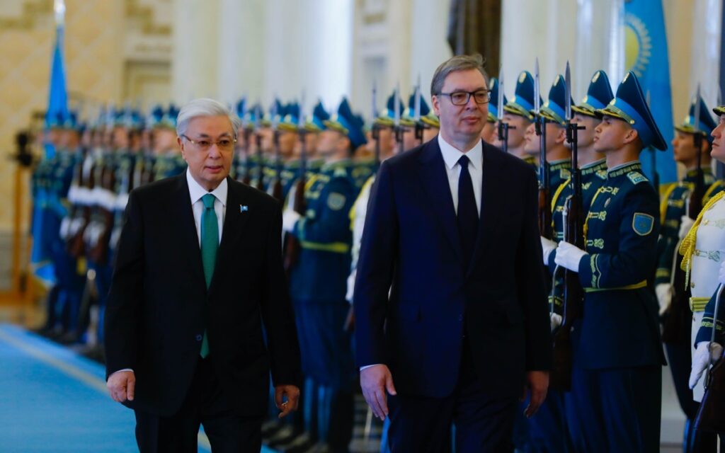 Serbian President Aleksandar Vučić arrives at Akorda