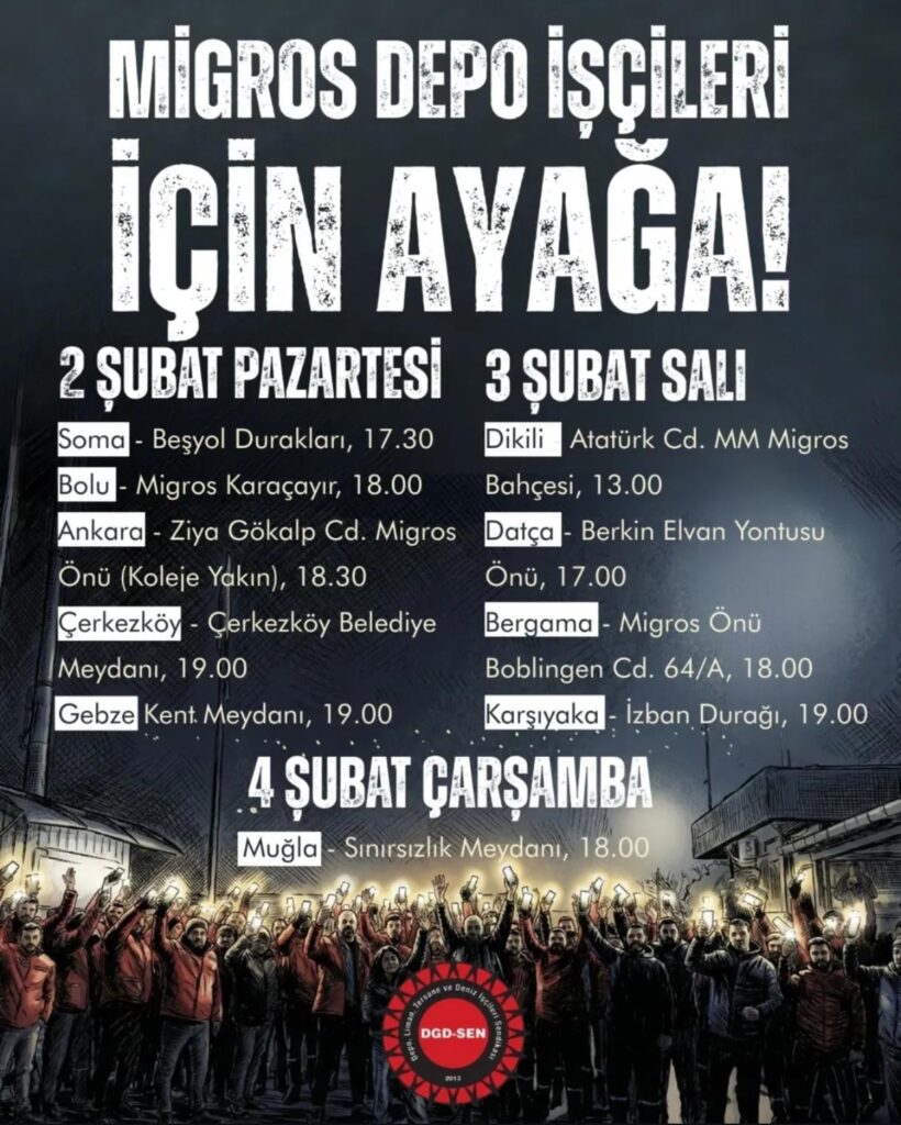 DGD-SEN, the Union of Migros Warehouse Workers on Strike, Calls Us to the Streets!