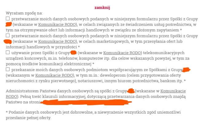 We will not show you an apartment that is for sale if you do not allow us to sell your data