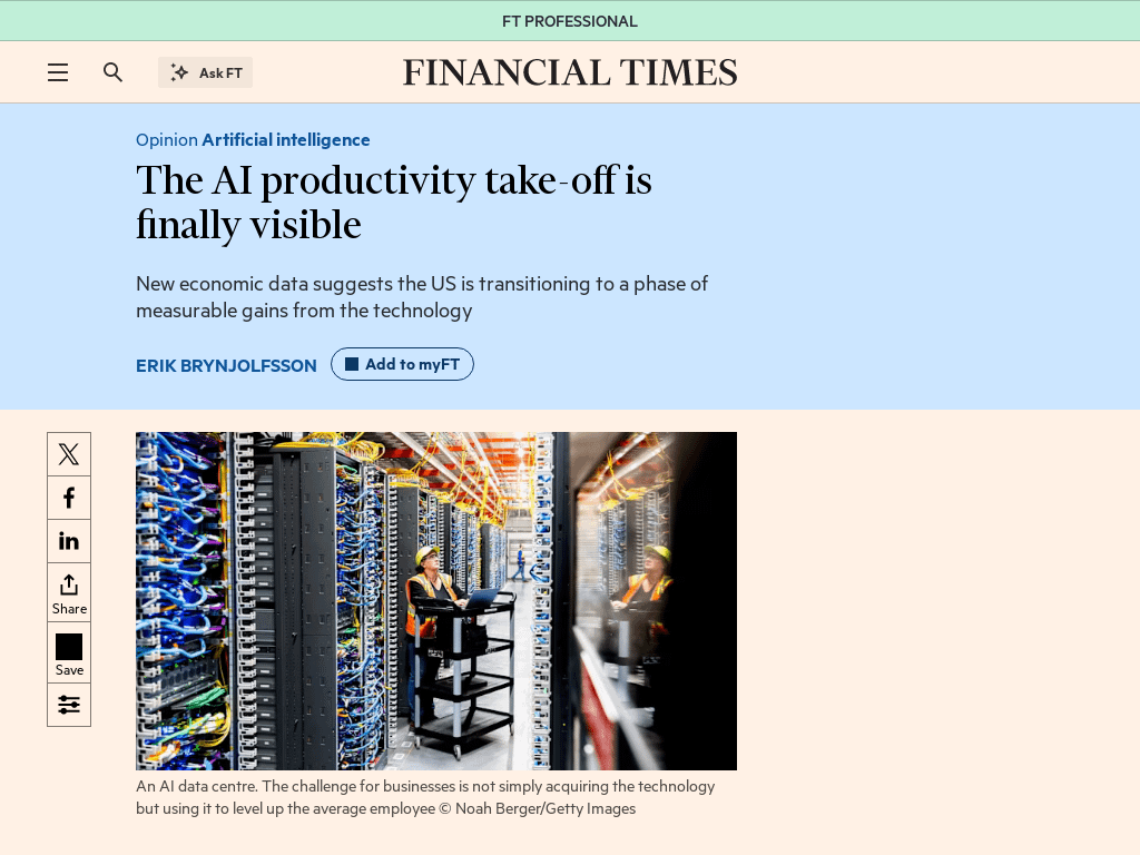 A Stanford economist points to new research that shows US GDP growing, while employment is falling, as proof that AI is improving productivity.