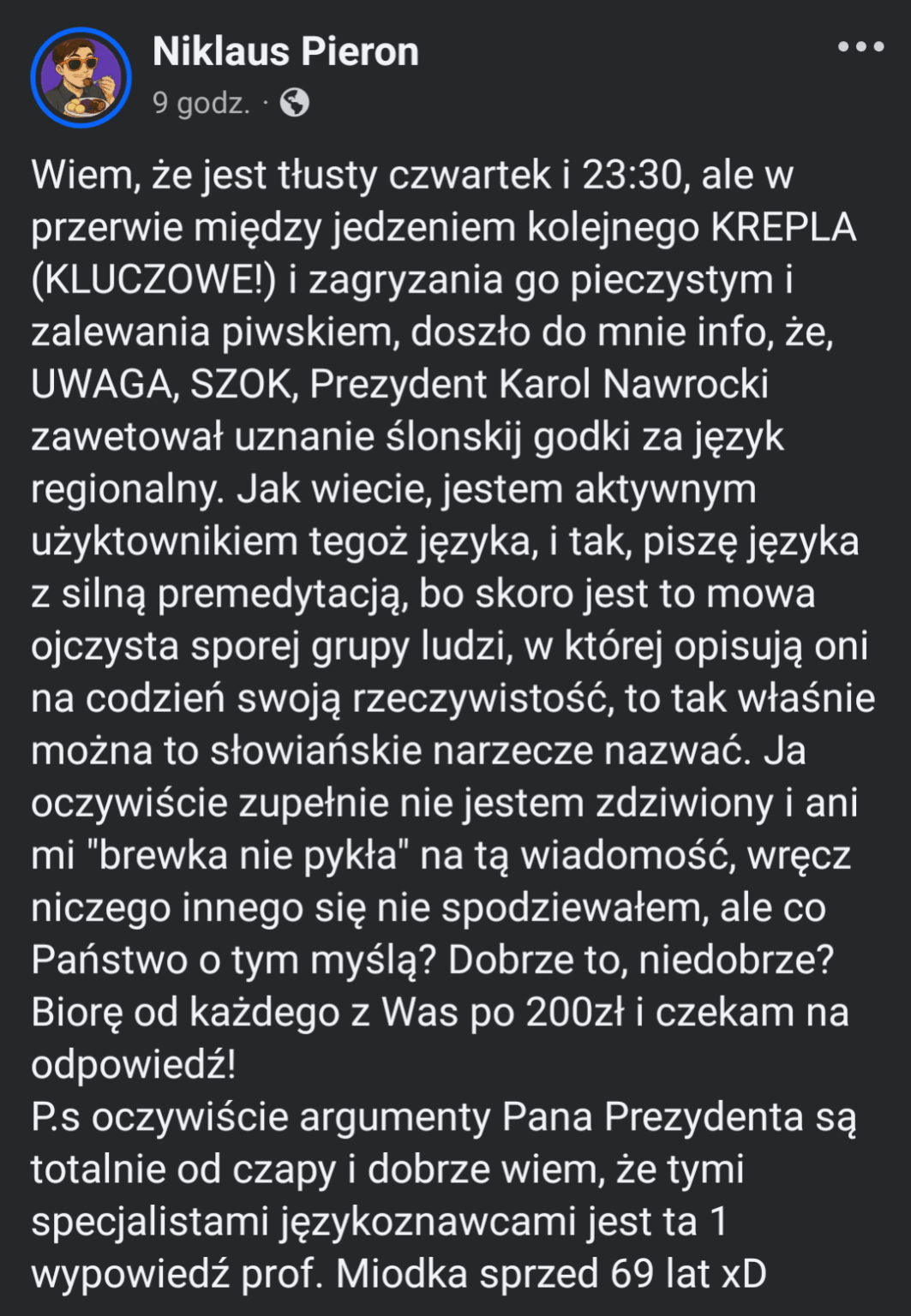 The president's veto regarding the recognition of Silesian as a regional language