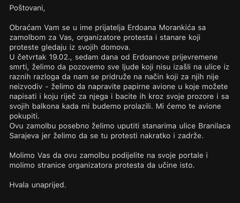 Request for a protest gathering on 19.02.