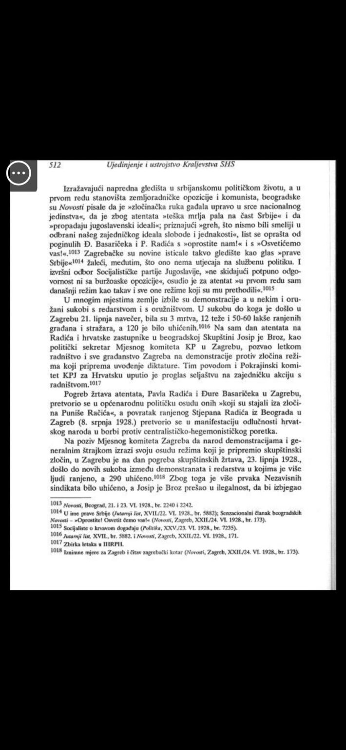 A sketch from history: On the day of the assassination in the Parliament in Belgrade, demonstrations against the crimes of the regime were called by Josip Broz