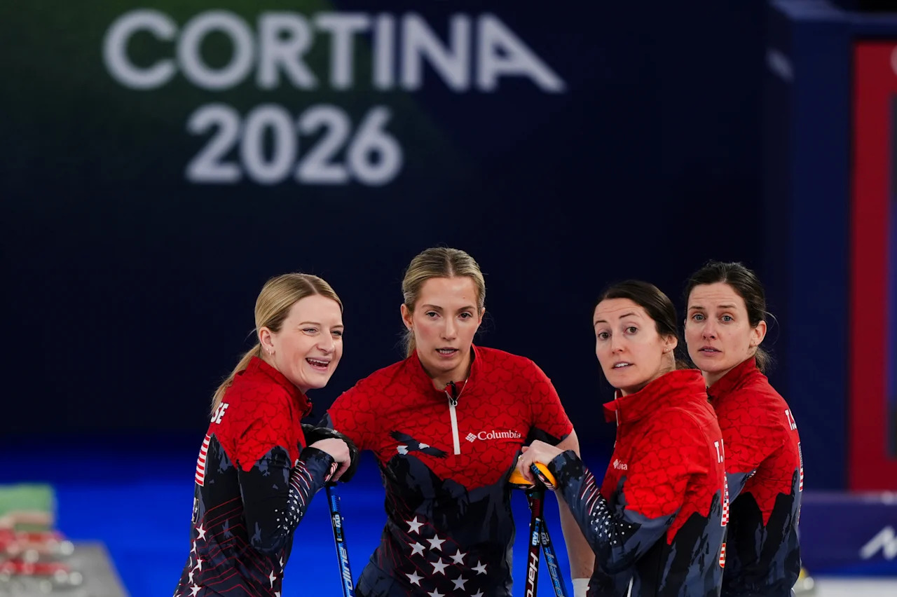 USA's players during the Women's Curling match against Great Britain at the Cortina Curling Olympic Stadium, on day twelve of the Milano Cortina 2026 Winter Olympics, Italy. Picture date: Wednesday February 18, 2026. (Photo by Andrew Milligan/PA Images via Getty Images)