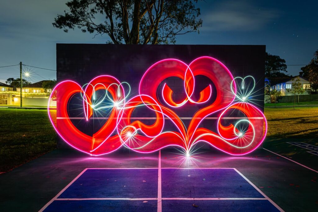 A Valentine's Day themed light painting photo.