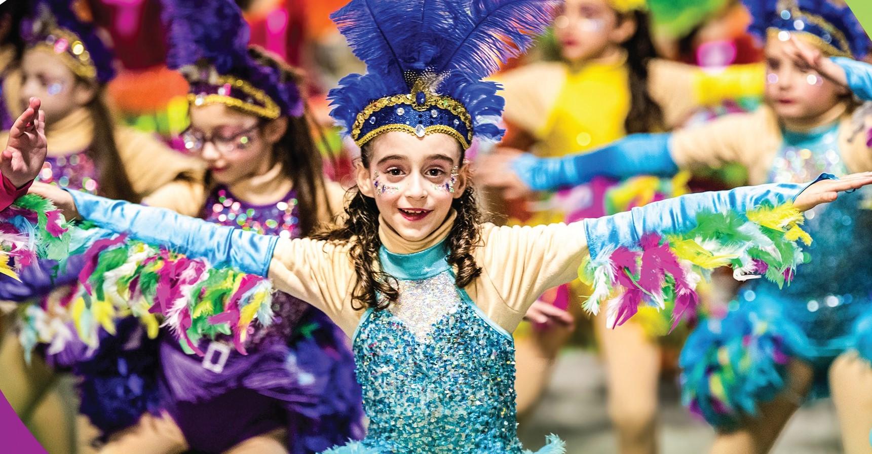 Girls dressed up for Gozo's carnival parade.