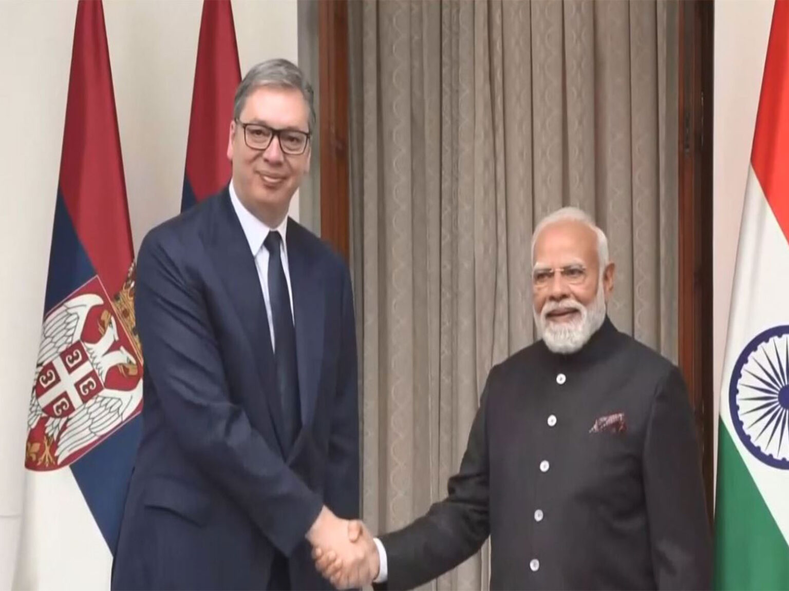 PM Modi meets Serbian President Aleksandar Vucic at Hyderabad House on sidelines of AI Impact Summit Prime Minister Narendra Modi meets Serbian President Aleksandar Vučić at Hyderabad House in New Delhi. (Photo/ANI)