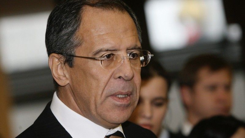 Russian Foreign Minister Sergei Lavrov at opening a global forum on partnerships between governments and businesses to counter terrorism as part of the Group of Eight (G8) summit.