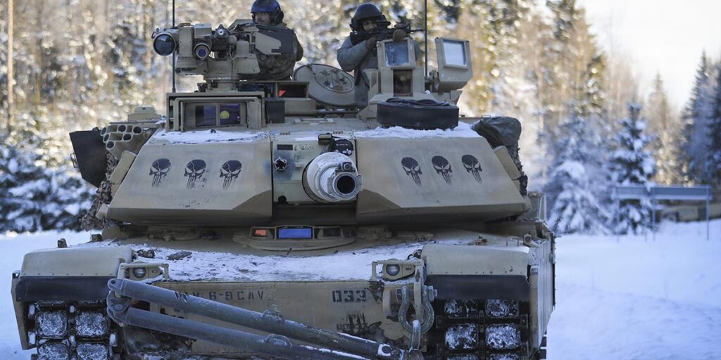 NATO main battle tanks in Estonia, 94 km from the Russian border NATO main battle tanks in Estonia, 94 km from the Russian border