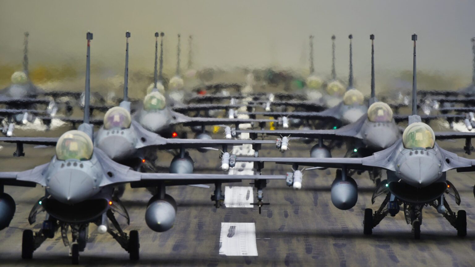 F-16 Fighter in a Elephant Walk