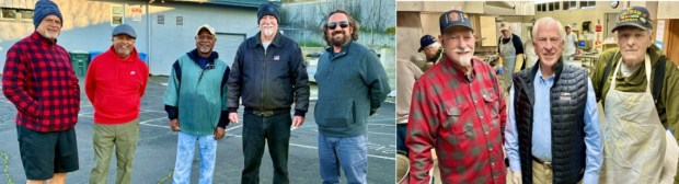 On Jan. 17, the Napa-Solano Building Trades held its successful 26th Annual Crab Feed at the Vallejo Veterans Memorial Building (VVMB) with over 500 in attendance. Pictured at left are some of the many VVMB volunteers and pictured at right in the kitchen are Vietnam War combat Veterans Steve Fox, U.S. Rep. Mike Thompson, and Hank Howard. On March 7 at 6 p.m. at 420 Admiral Callaghan Lane, the VVMB will hold itsnext much-needed fundraiser, "All you can eat crab, pasta, salad, garlic bread, and raffle" for only $70 per person. Presale tickets only and cutoff is Feb. 27; please contact Building Manager Kayla at VallejoVMB@gmail.com or (707) 551-9435 or (707) 644-3097. (Photo courtesy Nestor Aliga)