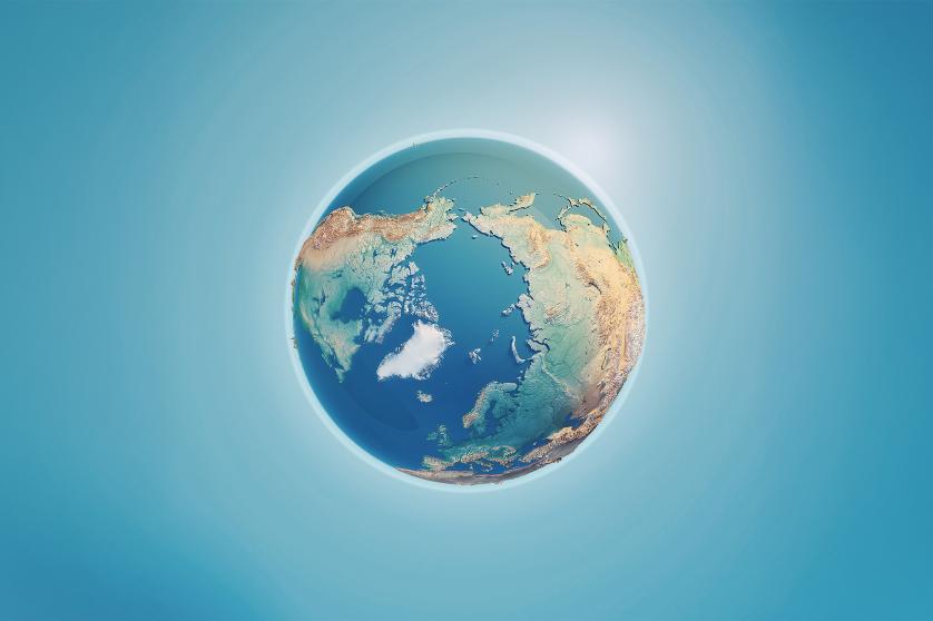 North Pole 3D Render of the Planet Earth.Made with Natural Earth