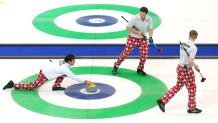 The Norwegian Men's Curling team competes in the Gold medal game at the 2010 Winter Olympics. 